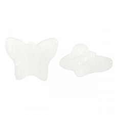 Glass bead 16mm Butterfly - Milky white